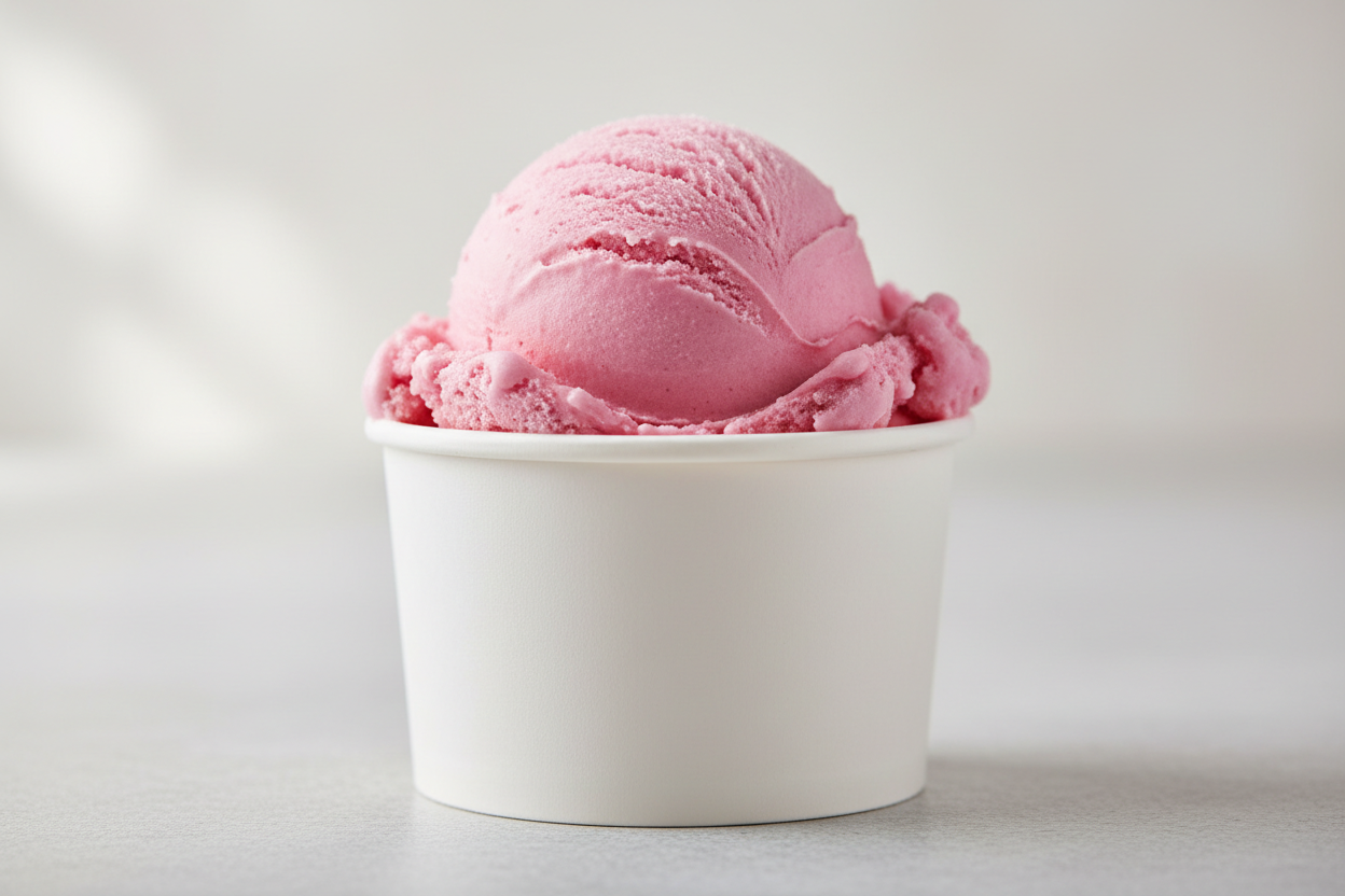 pink ice cream in a cup